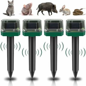 Cyslmuk - 4 Pack Solar Ultrasonic Rat Repellent, Solar Rat Repellent, Ultrasonic Snake Repellent, IP65 Waterproof Rat Repellent, Gopher Repellent for