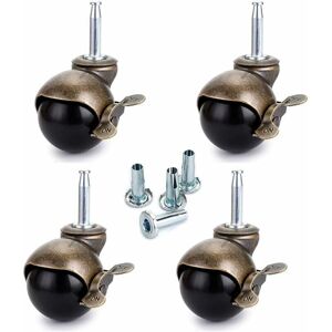 ZVD 4 Pcs 40mm Stem Swivel Casters with Brake - Nylon