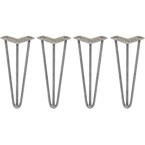 SKISKI 4 x 12' Hairpin Legs - 3 Prong - 10mm - Raw Steel