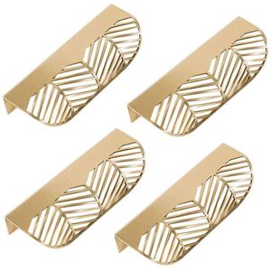 YMYNY 4pcs - 117mm Leaf Shape Drawer Pull Handle Solid Brass Furniture Handle for Living Room Kitchen Bedroom MUMU