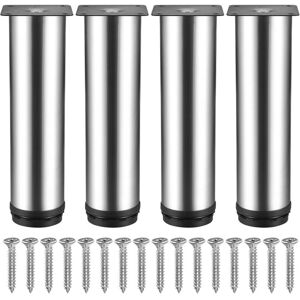 LINGHHANG 4Pcs -50X200MM Stainless Steel Furniture Legs, Metal Table Legs, Cabinet Support Feet, 10mm Height Adjustable Furniture Feet for Sofa Bed, Wardrobe,