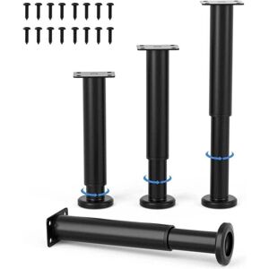 Linghhang - 4Pcs Adjustable Furniture Legs 18cm Black Round Metal Table Leg for Sofa Cabinet Bed with Screws