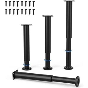 Linghhang - 4Pcs Adjustable Furniture Legs 25cm Black Round Metal Table Leg for Sofa Cabinet Bed with Screws