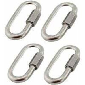 Linghhang - 4Pcs M6/0.24 304 Stainless Steel Quick Connectors, Stainless Steel Carabiners with Oval D-Shaped Screws, Very Durable for Outdoor/Indoor,