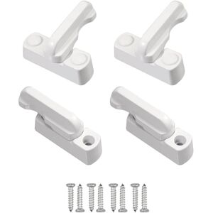 ZVD 4Pcs Security Locks, Window Rotation Limiter with Screws, White Window Latches, Sash Blocker Jammer Locks for Various Door and Window and Home
