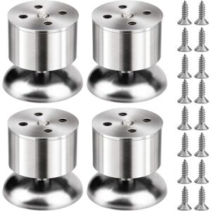 LINGHHANG 4pcs Stainless Steel Cabinet Legs, Adjustable Kitchen Furniture Legs with Screws (0-10mm Adjustable Height), Suitable for Table Legs, Home, Office,
