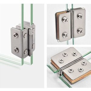 Cyslmuk - 4pcs Stainless Steel Glass Door Hinges 180° Opening Angle for 5-7mm Thick Glass