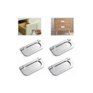 CYSLMUK 4Pcs Stainless Steel Invisible Handles Silver Cupboard Drawer Cabinet Wardrobe Accessories-With Screws(75mm) Kitchen Cabinet Door Handles
