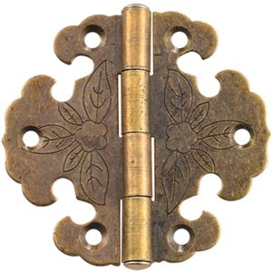 Cyslmuk - 4pcs Vintage Cabinet Hinges, Brass Cabinet Door Pearl Treasure Box, Wooden Furniture Hardware Accessories Gift