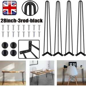 DAYPLUS 4x 28inch Hairpin Legs/Hair Pin Legs for Furniture Bench Desk Table Metal Steel