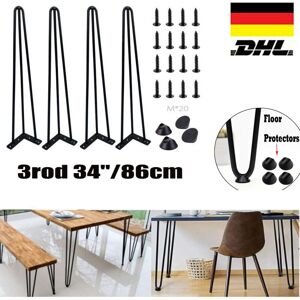 DAYPLUS 4x 34' Hairpin Legs/Hair Pin Legs Set for Furniture Bench Desk Table Metal Steel