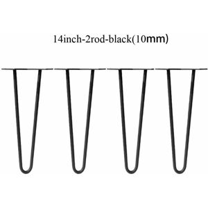 DAYPLUS 4X Hairpin Table Legs for Coffee Table, Cabinet, Nightstand - 14inch/36cm 2Rods 10mm Steel, Black - Can Support Huge Loads - Mid Century Modern Style