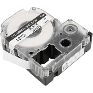 TLILY 5 Pack Replace -4WBN LC-4WBN9(SS12KW) Label Tapes for LabelWorks LW300 LW400 LW500 LW700 Black On White 1/2 Inch X 26.2 Feet(12Mm 8M)