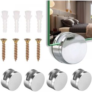 Cyslmuk - 5 pcs Round Mirror Clamps, Glass Clamps for Bathroom Mirror Round Wall Mounted Zinc Alloy Mirror Fixings Load 15kg