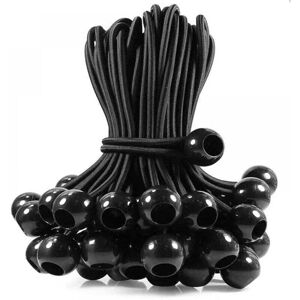 YMYNY 50 Pack 150mm Black Bungee Cords, Elastic Bungee Rope with Ball, Elastic Bungee Balls for Awnings, Tents, Banners and Tarpaulins mumu