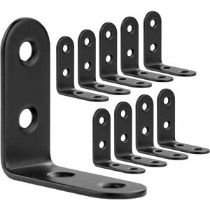 Mumu - 50 pieces black stainless steel mounting brackets 40 x 40 mm, metal angle corner reinforcements for fastening and repairing furniture,