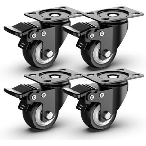 Tinor - 50mm Swivel Furniture Casters with Safety Brake for Heavy Duty Total Capacity 250KG (Set of 4) npterbl