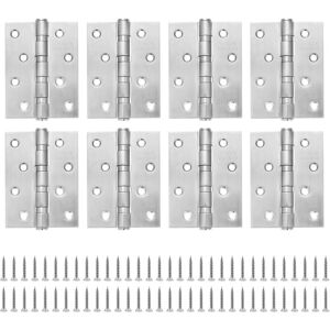 Linghhang - 8 Pack 10cm Stainless Steel Door Hinges, 4 Way Steel Ball Door Hinges, Ball Bearing Door Hinges