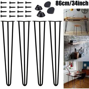 Dayplus - 86cm Hairpin Legs Set of 4, diy Furniture Metal Table Legs 3-Rod 34INCH U-Type