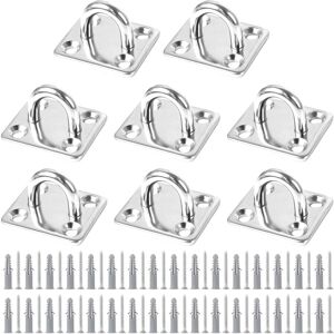 Memkey - 8pcs Stainless Steel Eyelet Plate, Eyelet Plate Fastener for Awning, Stainless Steel Eyelet Plate for Boat Cover, Wall Swing, Hammock, Marine