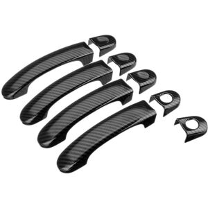 TLILY 9Pcs Set ABS Chrome Door Handle Covers Trim for TRANSPORTER T5 T6 VAN 2003-2015 Carbon Fiber Style