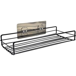 ZVD - Adhesive Bathroom Shelf, No Drilling Shower Caddy, Rectangular Shower Storage Organizer, Metal Shower Caddy for Bathroom, Kitchen (Black)
