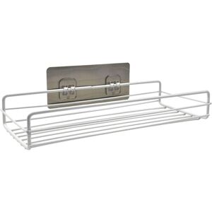 ZVD - Adhesive Bathroom Shelf, No Drilling Shower Caddy, Rectangular Shower Storage Organizer, Metal Shower Caddy for Bathroom, Kitchen (White)