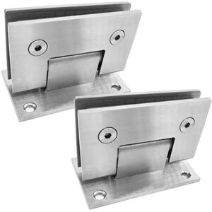 Alwaysh - 2 Pack Heavy Duty Bathroom Clamp, Stainless Steel Glass Door Hinge, Two-Way Fixed Glass Door Hinge, Cabinet Showcase Storage Clamp (Silver)
