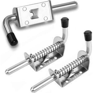 Alwaysh - 2 Pieces Heavy Duty Stainless Steel Spring Latch, Stainless Steel Spring Bolts, Barrel Bolt for Garage/Garden Door, Cupboard (10 x 128mm)
