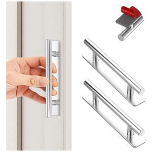 ALWAYSH 2 Pieces Self-Adhesive Furniture Handle, Aluminum Self-Adhesive Pull Handle No Drilling for Drawer Cupboard Sliding Door Kitchen Cabinets-150mm