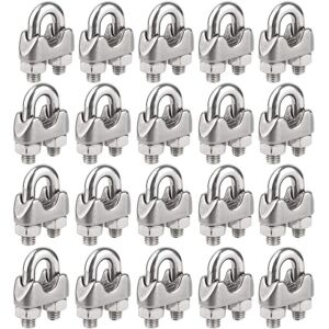 20Pcs M5 Wire Rope Clips, Stainless Steel Cable Clamp U-Bolt Saddle Fixing Clip for Rigging Rope and Tension Cable (ø 5mm) - Alwaysh