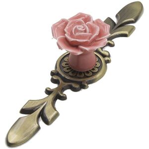 ALWAYSH 2pcs Ceramic Cabinet Handle Vintage Cabinet Handle Furniture Handle Cabinet Knob Bronze Knob Vintage Knob Pink Handle Self Made Drawer Cabinet Door
