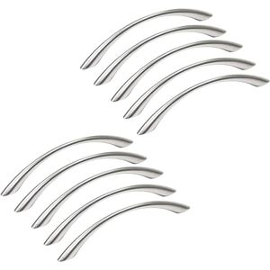ALWAYSH Pack of 10 Furniture Handles Stainless Steel Kitchen Cabinet Handles - Door Handles Nickel Kitchen Handles Brushed Stainless Steel Hole Center 96mm