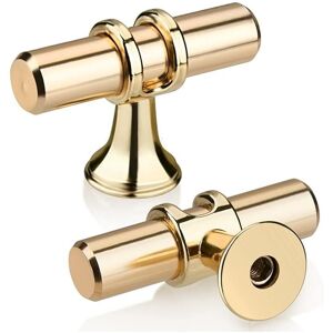 ALWAYSH Set of 10 Gold t Drawer Knob, Modern Elegant Gold Kitchen Cabinet Handle Zinc Alloy Single Hole Cabinet Door Handle for Kitchen, Bathroom, Bedroom