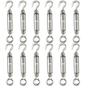 Alwaysh - 12pcs M4 Turnbuckle Wire Tensioner Hook and Eye Turnbuckle 304 Stainless Steel Turnbuckles Heavy Duty Rope Tension