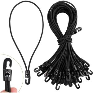 Alwaysh - 30 Pieces Bungee Cords with Hooks, 25cm Bungee Cord, Multifunctional Tarp Bungee Cord, Black Bungee Strap with Hook for Tarpaulin, Camping