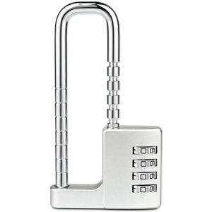 Alwaysh - Cabinet Password Padlock, 4 Digit Combination Lock Adjustable Long Shackle Lock Gym Locker Code Lock for Gym Fences Outdoor, Silver