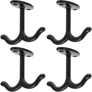Alwaysh - Ceiling Hook, 4 Pieces Screw-in Hook, Double Claw Design, Zinc Alloy Ceiling Hook for Ceiling Fans, Flower Baskets, Coats, Black
