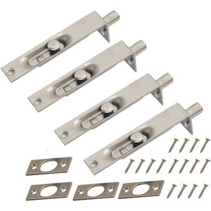 Alwaysh - Pack 10cm Flush Door Bolts - Heavy Duty Stainless Steel Door Edge Slide Lock for Primary Secondary Doors, Double Opening Security