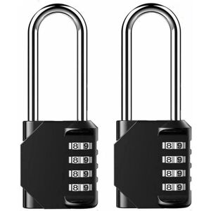 AlwaysH Pack Extra Long Shackle Combination Padlock - 4 Digit Combination Lock - Zinc Alloy for Corrosion Resistance - Weatherproof Keyless Lock for