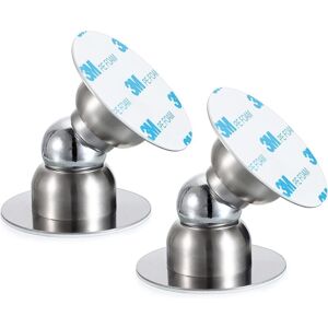 Alwaysh - Pack Stainless Steel Magnetic Door Stops - Adhesive Mount - Silver, 7055mm