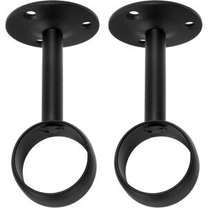 Alwaysh - Set of 2 black stainless steel curtain rod brackets with 25mm inner diameter