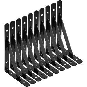 Alwaysh - Shelf Brackets, 10 Pcs 90 Degree Triangle Steel Shelf Brackets, 150mm x 95mm Shelf Supports, Corner Brace with 50 Pcs Screws and 20 Pcs