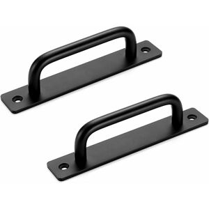 HOOPZI Barn Door Handle, 2 Piece Detachable Handle Sliding Door Hardware Black Single Aluminum Alloy Door Handle for Kitchen, Furniture, Cabinet (148 x 25 x