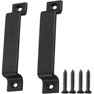 Linghhang - Barn door handles set of two, solid black steel door handles, including screws (black), suitable for bathroom kitchen bedroom