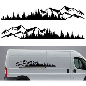 Linghhang - Black 2pcs Car Sticker Mountain forest Vinyl Car Sticker Truck Window Bumper Car Door Sticker Kayak Vinyl Decorative Body Sticker