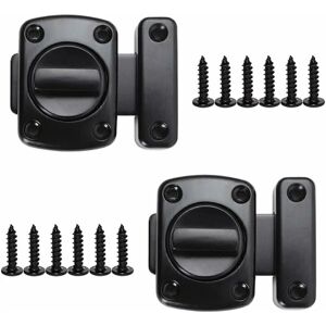 Linghhang - Black 2Pcs Door Latch Safety Rotating Lock Door Lock Zinc Alloy Door Latch Bolts Hook with 12 Screws, for Door Bathroom Bedroom Toilet