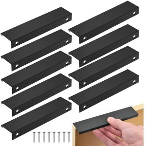BEIJIYI Black Kitchen Handle, 10 pcs, Center Distance 160mm, Invisible Furniture Handle, Aluminum Kitchen Door Handle, Black Handle for Furniture, Drawer,