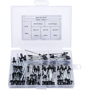 Cyslmuk - Black Rivet 120 Pieces Blind Rivets Rivets with Box Aluminum Rivet Pop Rivets Pop Rivets Assortment Round Open Rivets Aluminum Blind Rivets