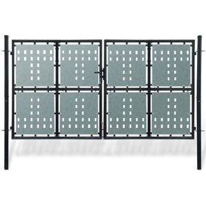 Vidaxl - Black Double Door Fence Gate 300 x 200 cm
